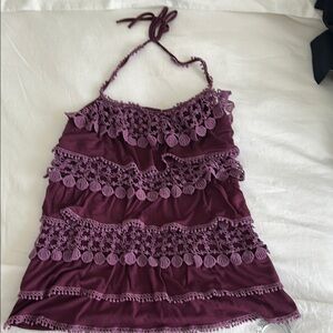 Hazel Purple Tiered Ruffled Tank Top